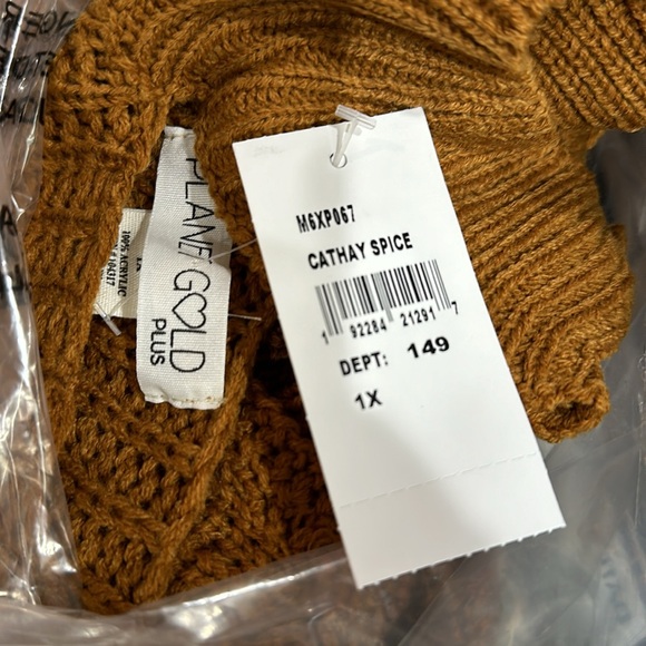PLANET GOLD Knit Sweater Shoulder Cutout Gold / Mustard Plus Size  1X NWT - Picture 5 of 5